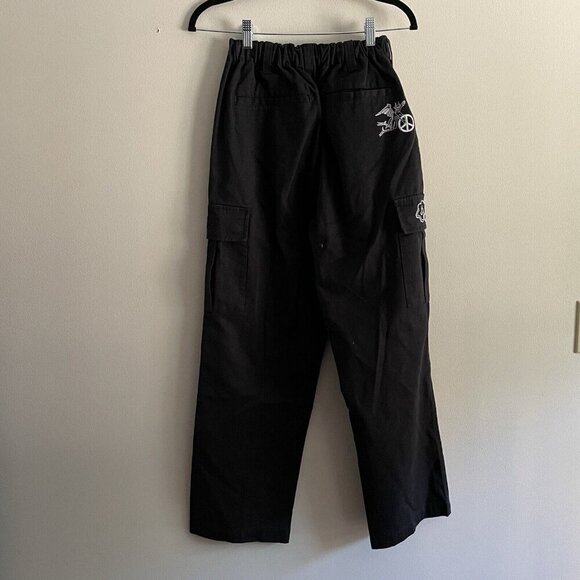 Obey Women 26 Black Grunge 90s Y2K Big Division Embroidered Cargo Pant NWOT - Picture 10 of 14